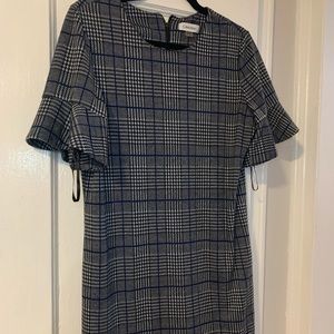 Calvin Klein shift dress with ruffle sleeve